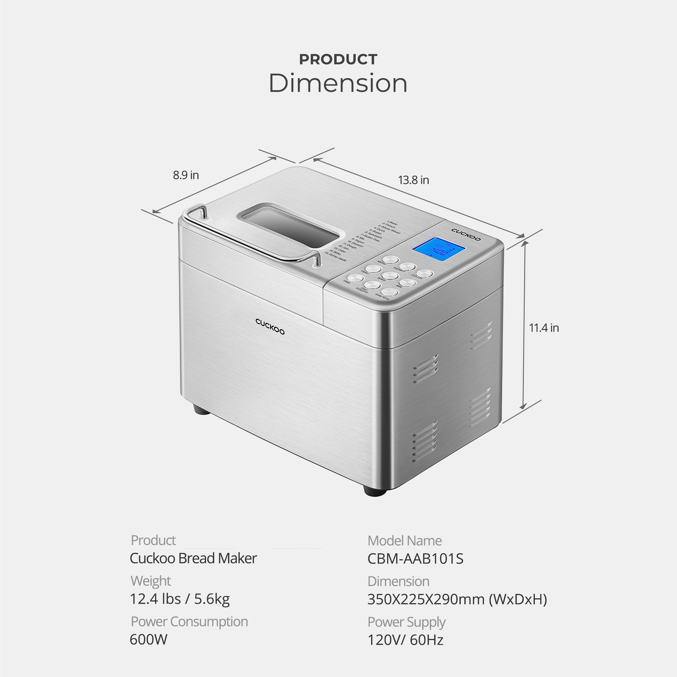 Machine Ă pain multifonctionnelle de 2 lb (CBM-AAB101S)