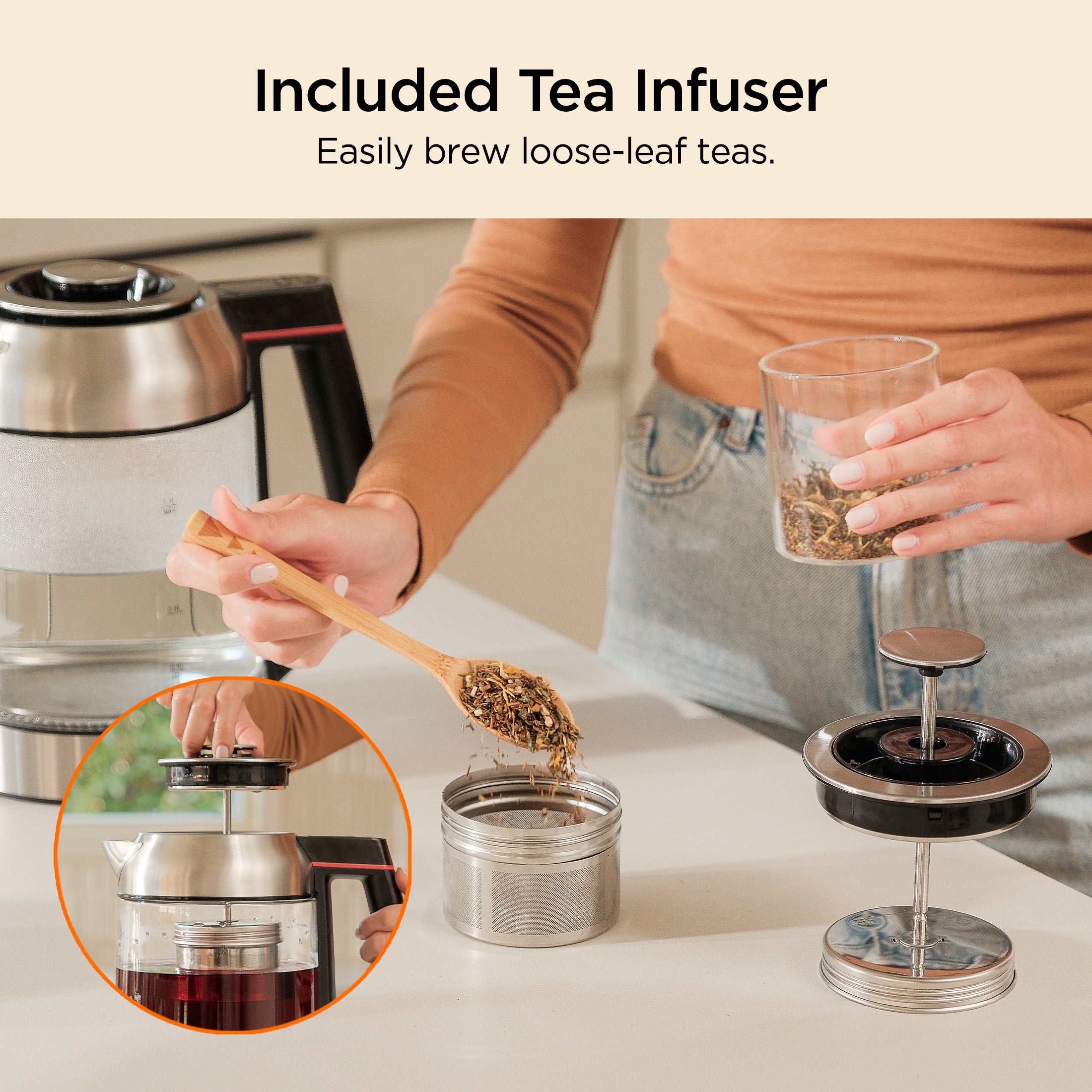 Electric Glass Kettle with Tea Infuser (CK-G170BS)