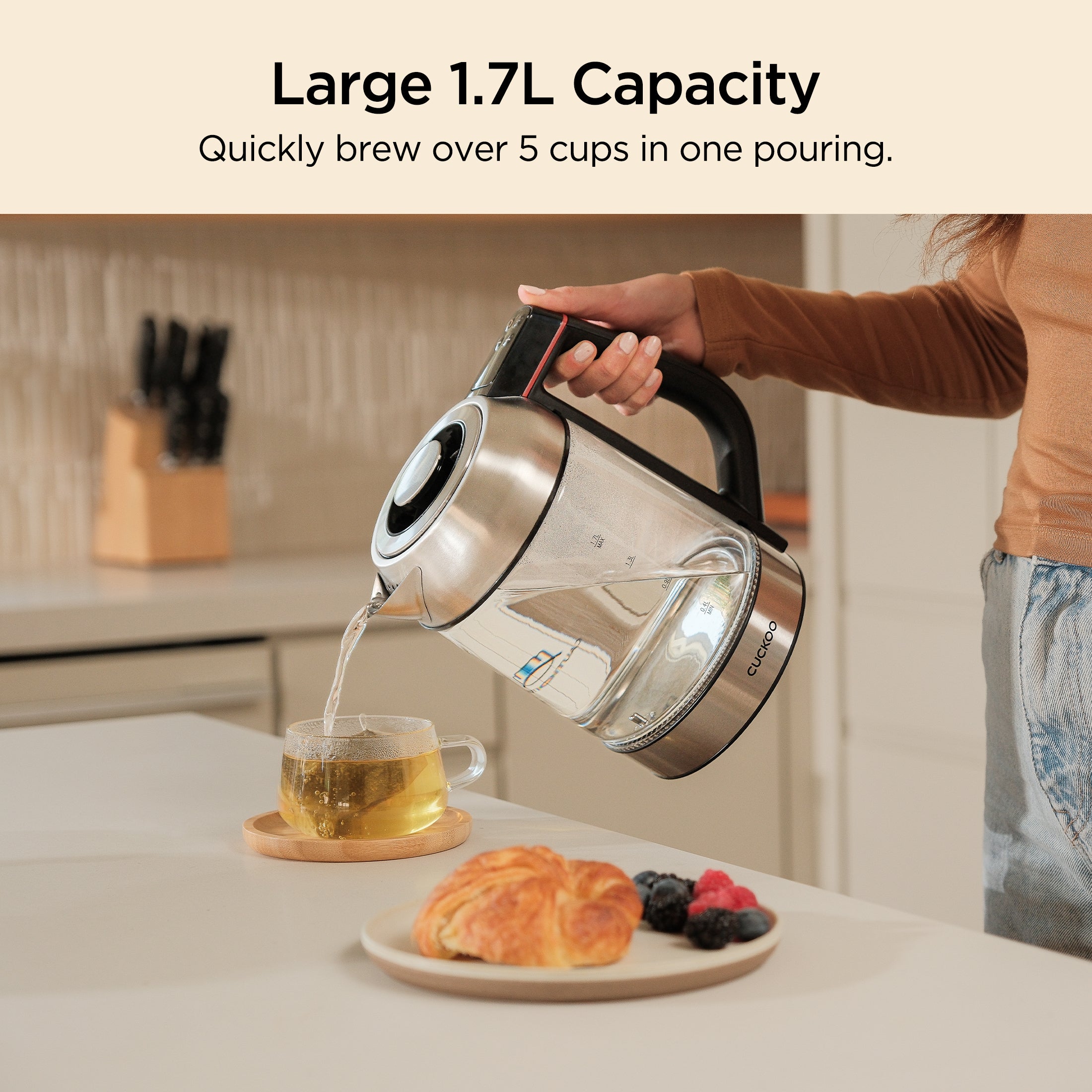 Electric Glass Kettle with Tea Infuser (CK-G170BS)
