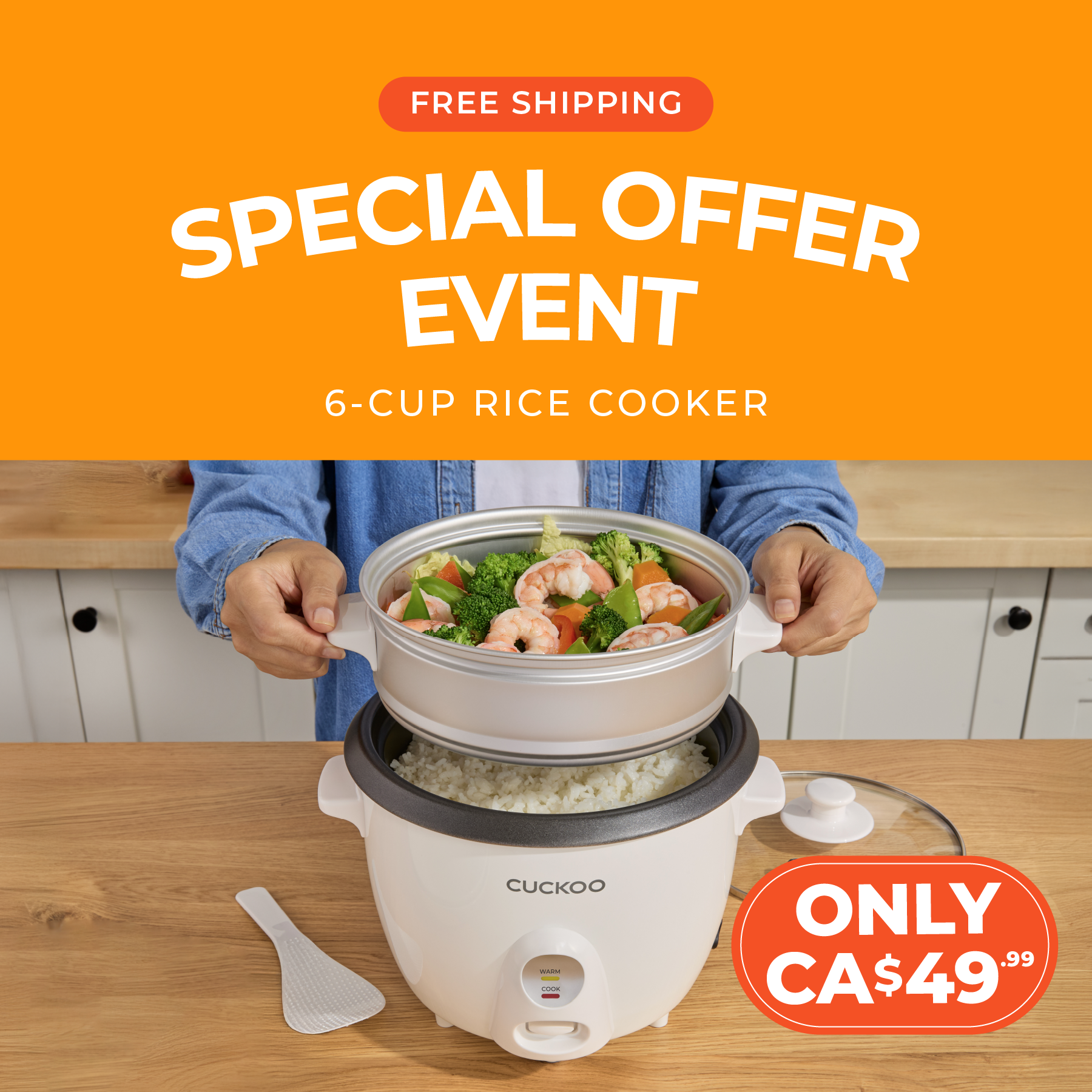 ☆Free Shipping☆ 6-Cup One Touch Rice Cooker & Steamer (CR-0601C)