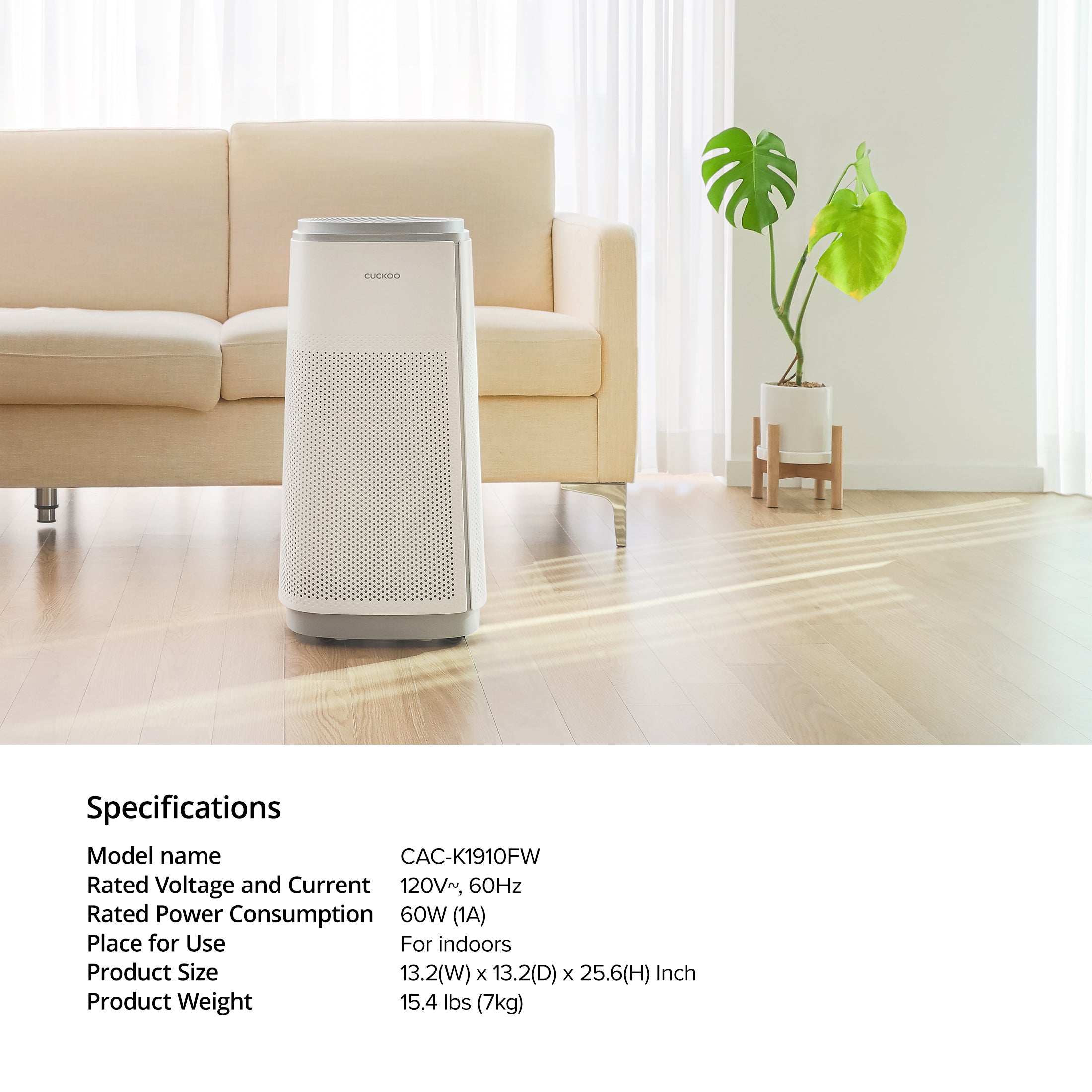 5-Stage Filtration H13 True HEPA Air Purifier (CAC-K1910FW)