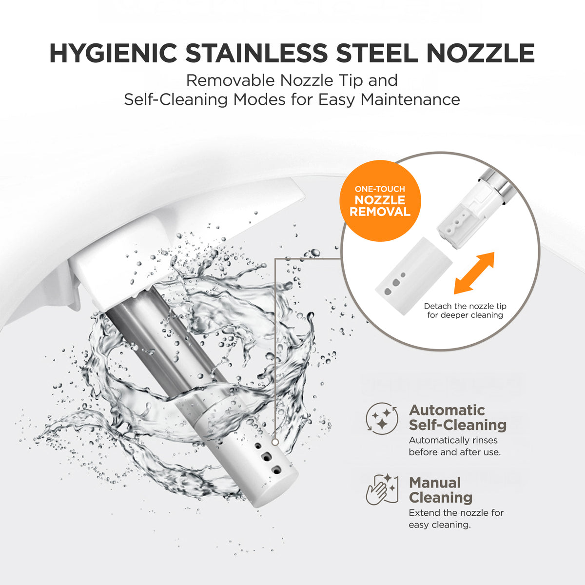 [NEW] Inspure Self-Installation Electric Bidet, Heated Seat & Stainless Steel Nozzle (CBT-L2031W(E)(L)) – Elongated Type