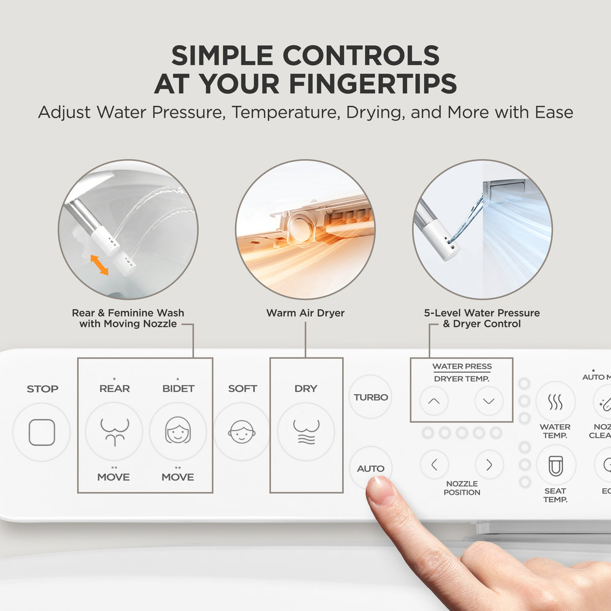 [NEW] Inspure Self-Installation Electric Bidet, Heated Seat & Stainless Steel Nozzle (CBT-L2031W(E)(L)) – Elongated Type