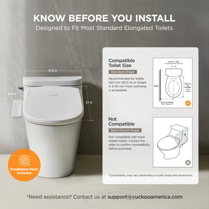 [NEW] Inspure Self-Installation Electric Bidet, Heated Seat & Stainless Steel Nozzle (CBT-L2031W(E)(L)) – Elongated Type