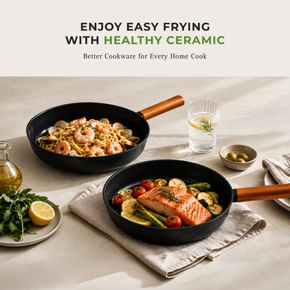 [NEW] Gourmet Ceramic-Coated Frying Pan – 9" (CFP-D2410B) / 11" (CFP-D2810B)
