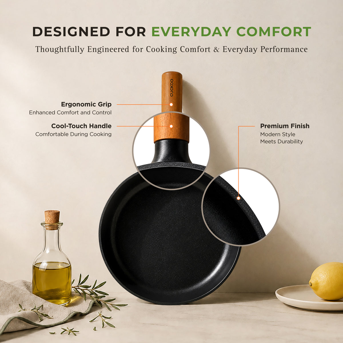[NEW] Gourmet Ceramic-Coated Frying Pan – 9" (CFP-D2410B) / 11" (CFP-D2810B)