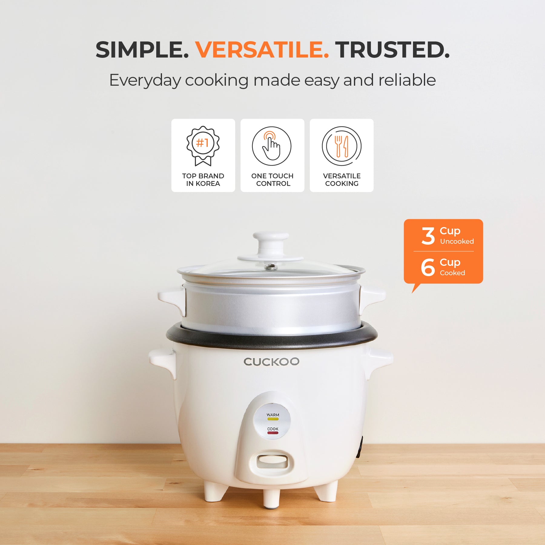 ☆Free Shipping☆ 3-Cup One Touch Rice Cooker & Steamer (CR-0301C