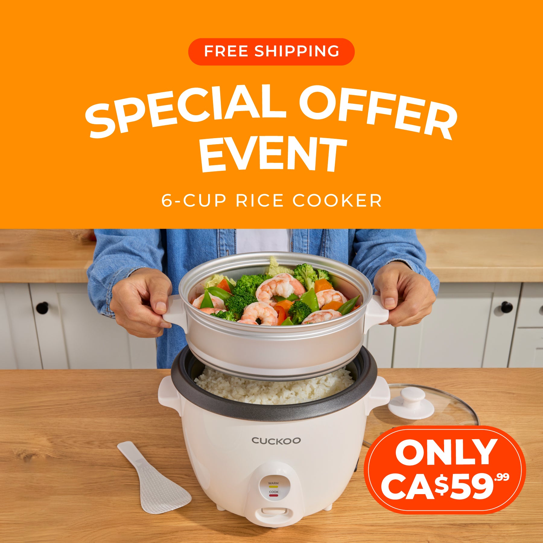 ☆Free Shipping☆ 6-Cup One Touch  Rice Cooker & Steamer (CR-0601C)