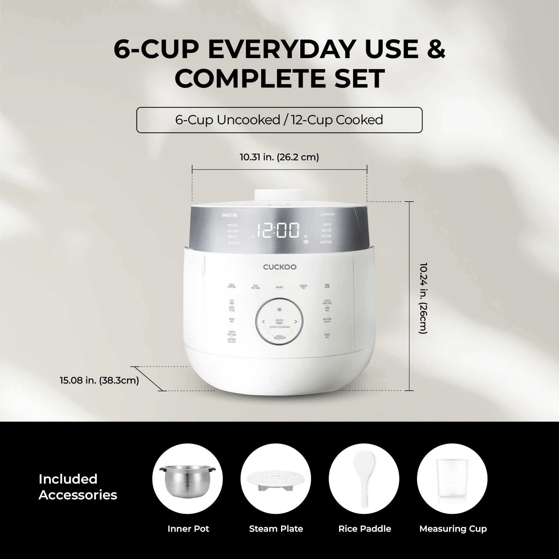 Cuiseur à riz IH à double pression 6 tasses avec cuve intérieure en acier inoxydable (CRP-LHTAR0609F)