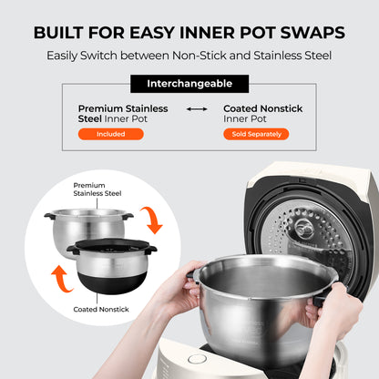 Cuiseur à riz IH à double pression 6 tasses avec cuve intérieure en acier inoxydable (CRP-LHTAR0609F)